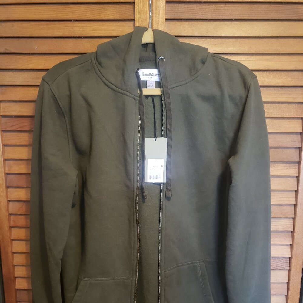 Men's Goodfellow zippered sweatshirt hoodie olive drab army green size small